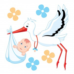 Наклейка на рождение Аист с Мальчиком! 20*24 см