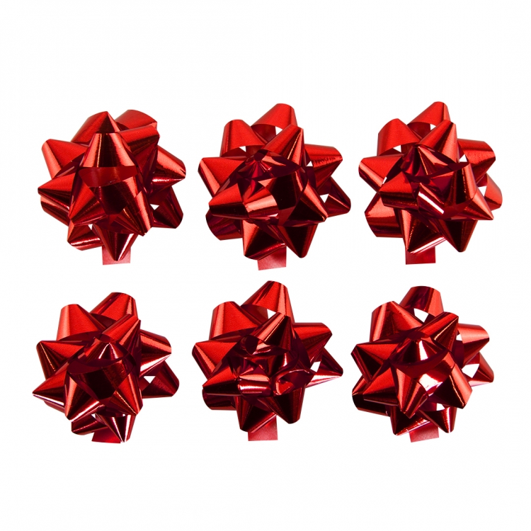 Бант-звезда Металл Красный ( в упаковке) 