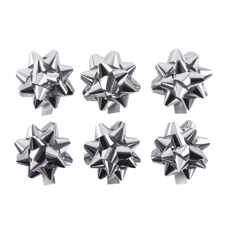 Бант-звезда Металл Серебро ( в упаковке)  