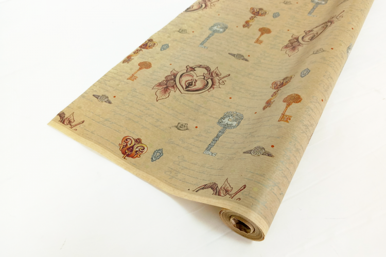 Крафт-бумага "Ключ от сердца" 40гр. / рулон