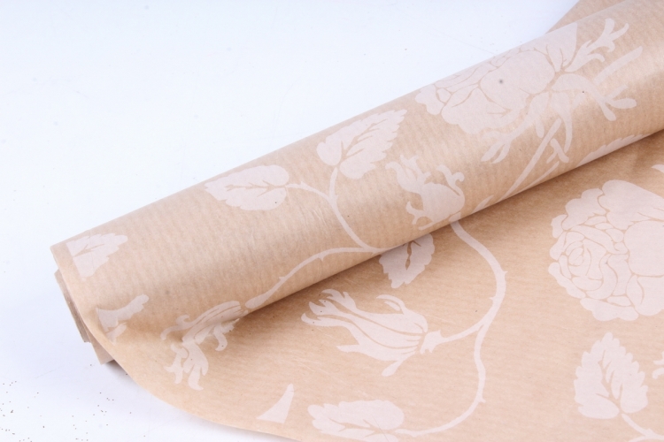 Крафт-бумага "Вьющиеся розы" Белые 40гр. / рулон