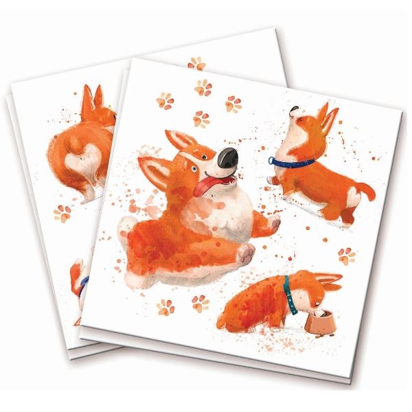 Салфетки "Корги " С Днем Рождения